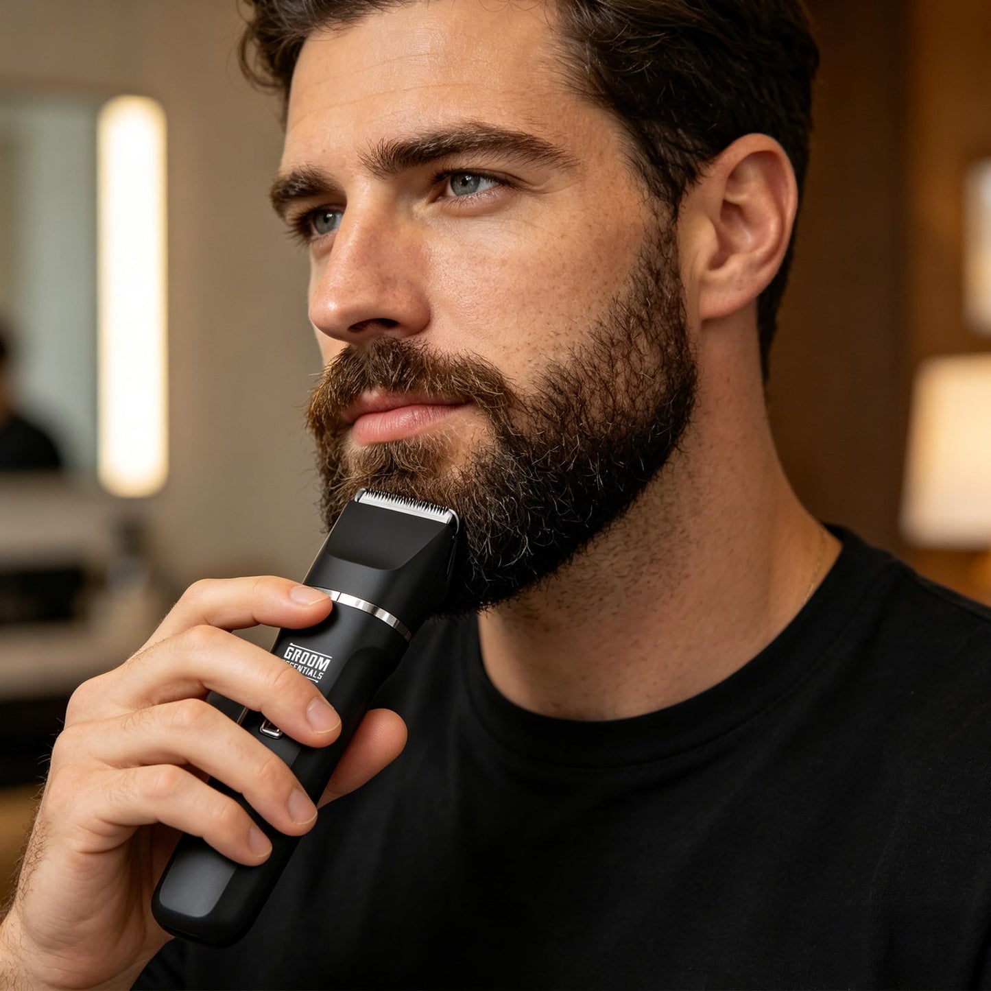 Groom Essentials - Maquinilla de afeitar eléctrica para hombre con base de carga, afeitadora de cuerpo completo en seco y húmedo, juego de afeitado con recortador de barba y nariz, instrucciones de