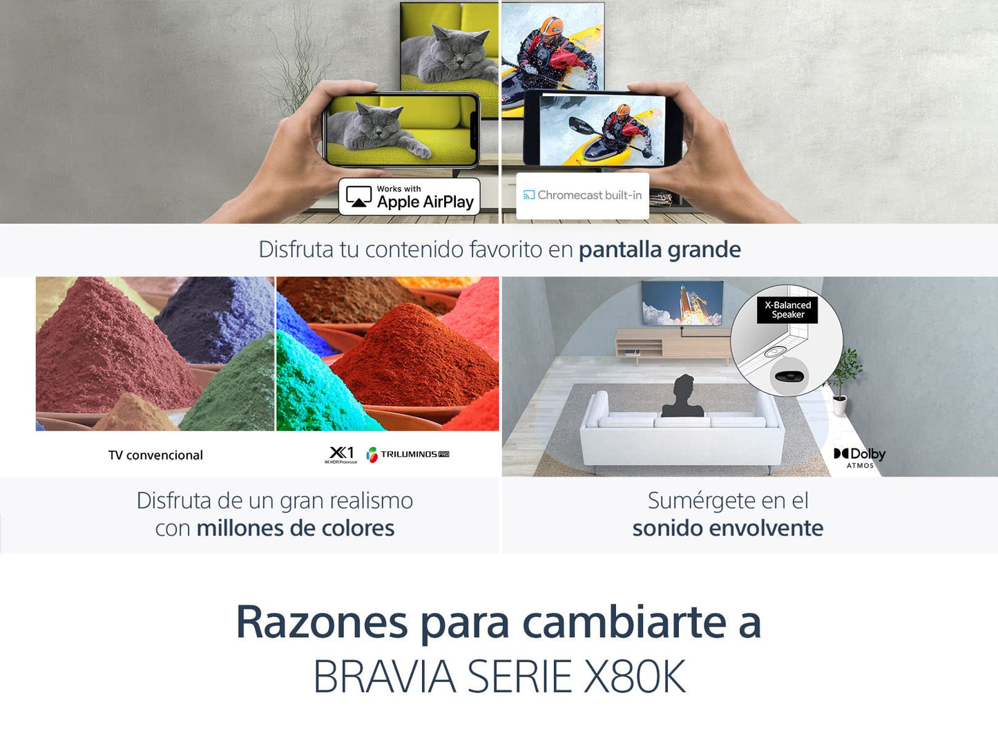 Pantalla LED Sony X80K 43 Pulgadas 4K UHD Smart Google TV Modelo 2022