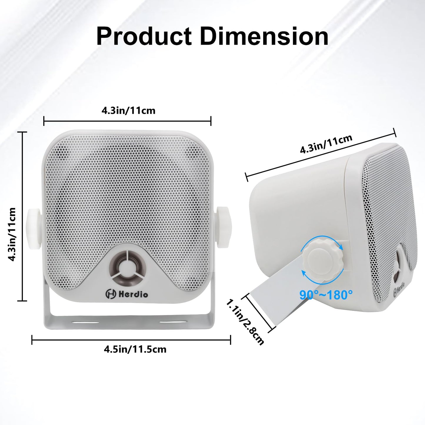 Herdio Altavoces Bluetooth para carrito de golf de 4 pulgadas, 240 W, impermeables, para exteriores, barco, ATV, UTV, RZR, caravana, tractor, camión, jeep, patio, Powersports, 2 pares (blanco)