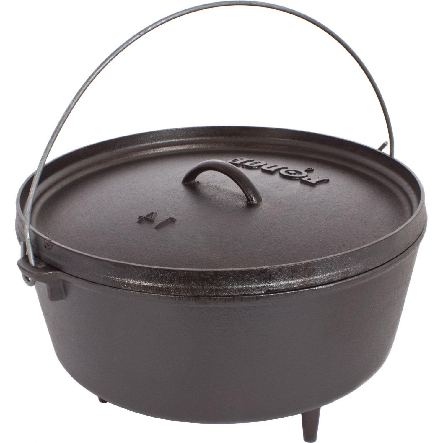 Lodge - Horno holandés de hierro fundido presazonado de 10 cuartos con tapa, doble asa, uso en el horno, en la estufa, en la parrilla o sobre la fogata, color negro