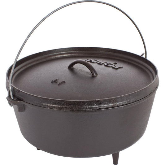 Lodge - Horno holandés de hierro fundido presazonado de 10 cuartos con tapa, doble asa, uso en el horno, en la estufa, en la parrilla o sobre la fogata, color negro