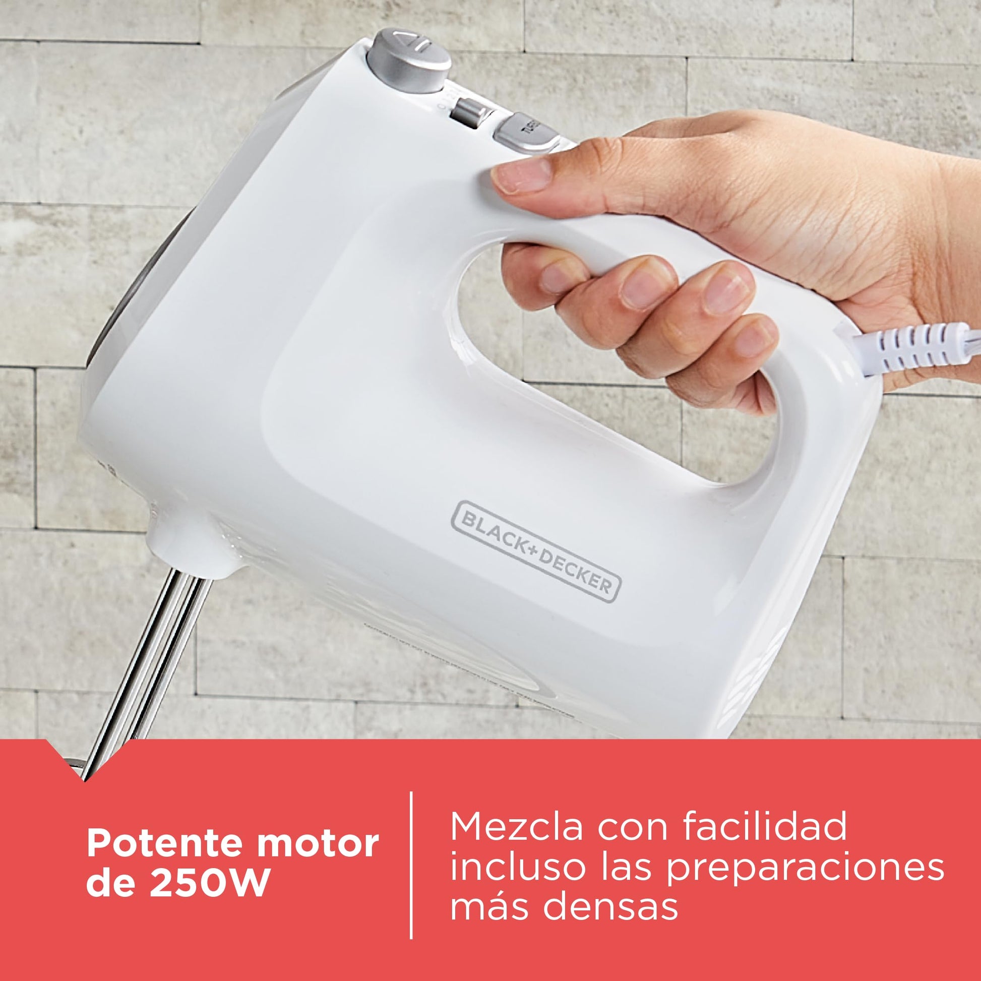 Black+Decker Batidora 2 en 1 Vertical y Manual, 5 Velocidades + Turbo, MX9125-0WDLA