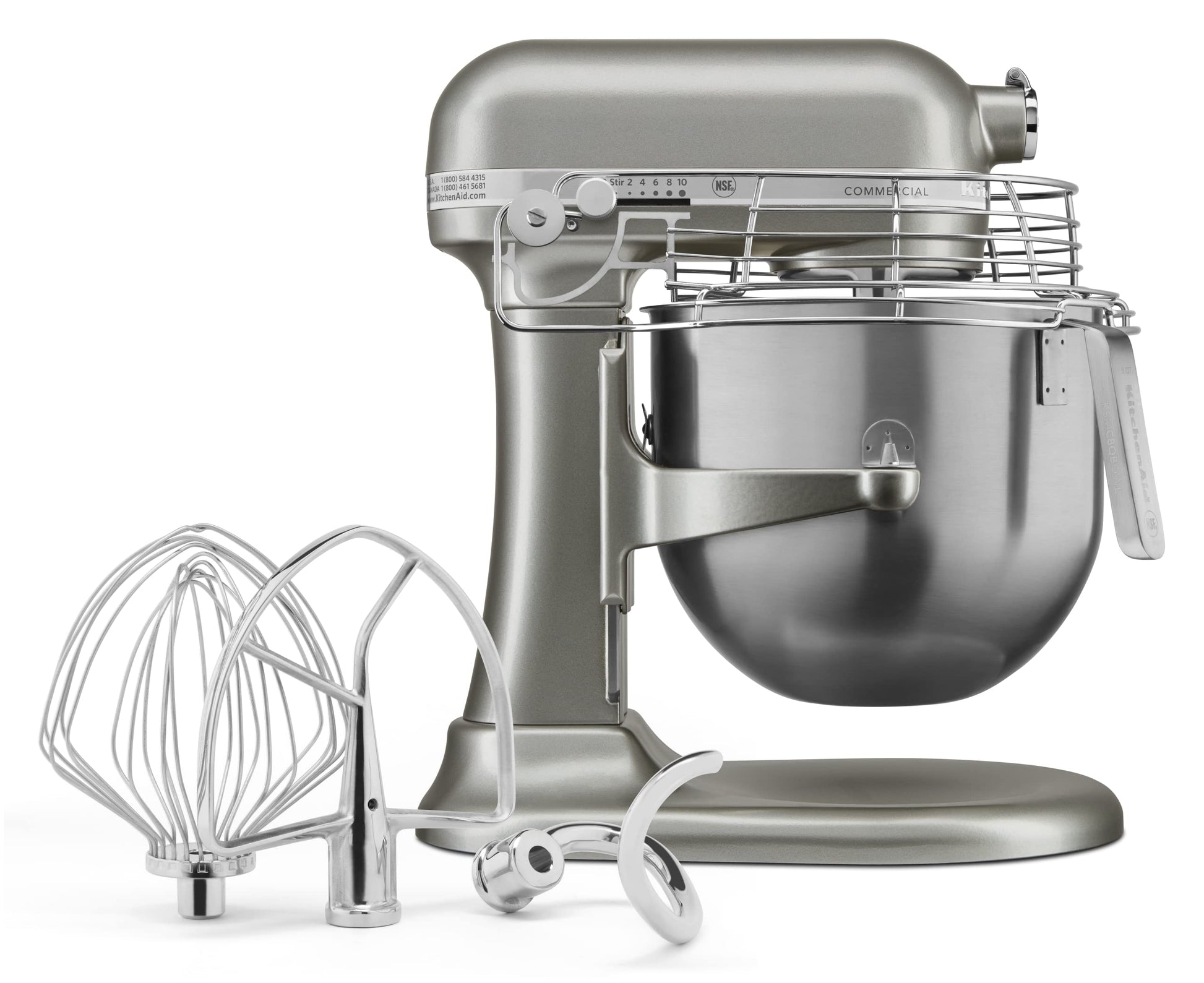 Mezclador de Encimera KitchenAid Contorno Plateado 8 Cuartos con Protector de Tazón Comercial