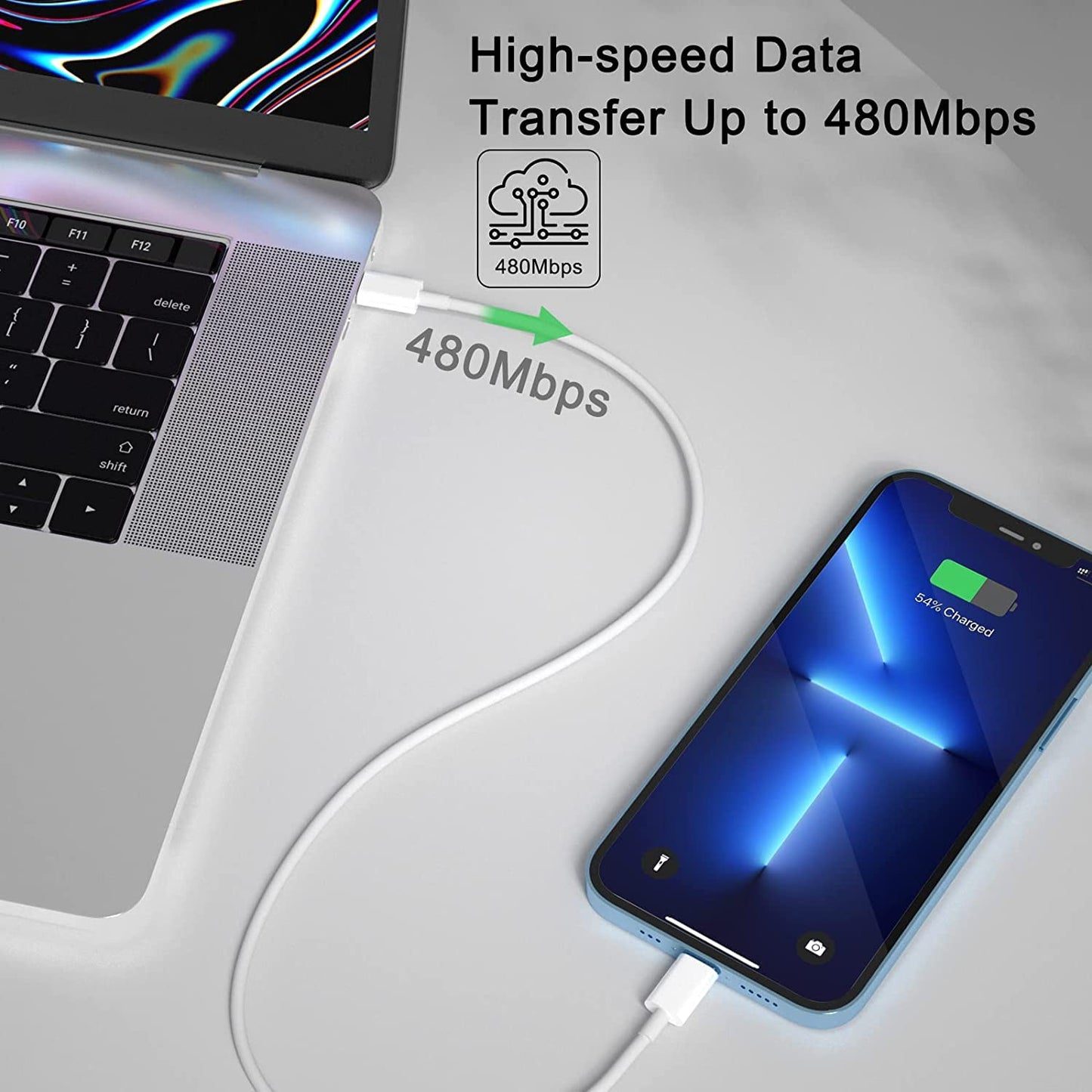 UWECAN Cargador para iPhone Original de 25w de 4A, Carga Ultra Rapida (Certificado Aple Mfi) Cubo con Cable de 1m. Tipo C. Compatible con iPhone, iPad y airpods OEM Premium OEM