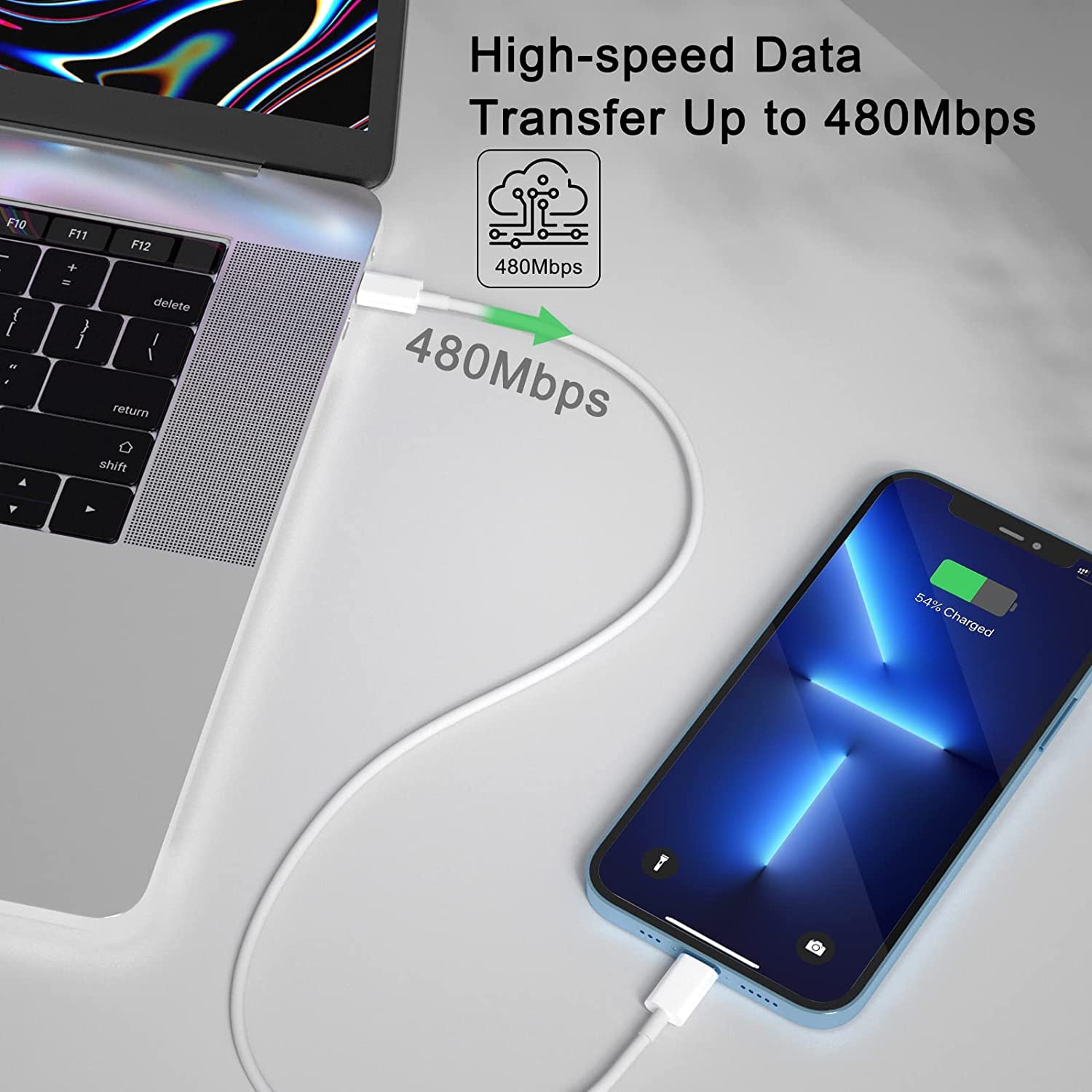 UWECAN Cargador para iPhone Original de 25w de 4A, Carga Ultra Rapida (Certificado Aple Mfi) Cubo con Cable de 1m. Tipo C. Compatible con iPhone, iPad y airpods OEM Premium OEM