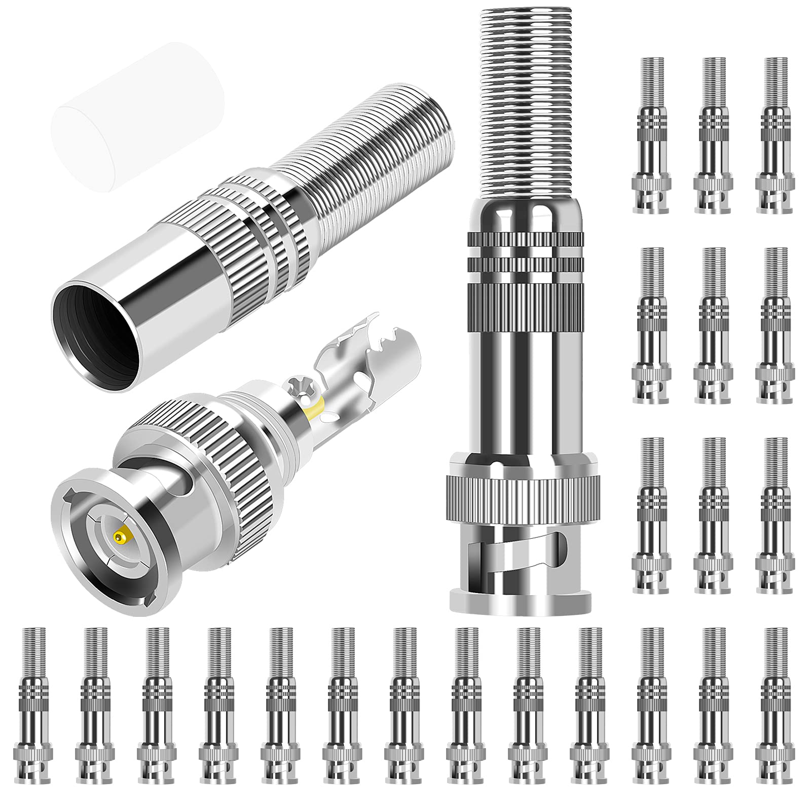 DAIERTEK - 24 conectores BNC RG59 RG6 macho sin soldadura BNC conector de compresión atornillado terminal coaxial para CCTV seguridad vigilancia cámara cable coaxial