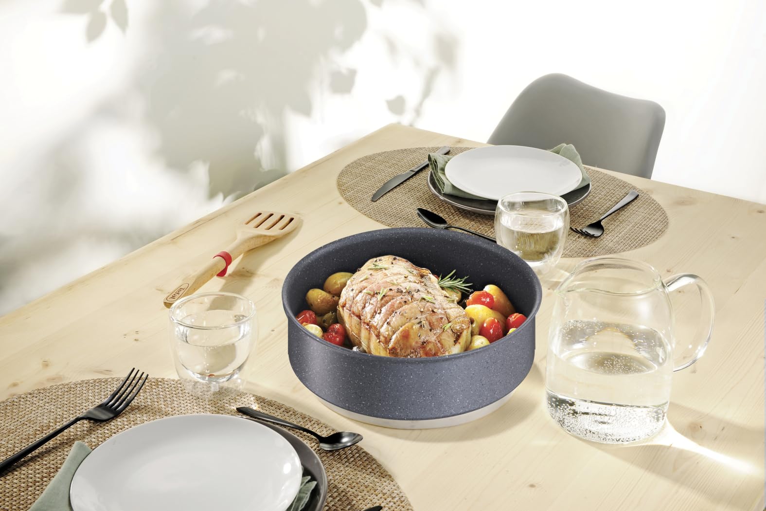 Juego de Sartenes T-fal Ingenio Natural On Azul con Mango Extraíble y Revestimiento Antiadhesivo para Cocina Saludable