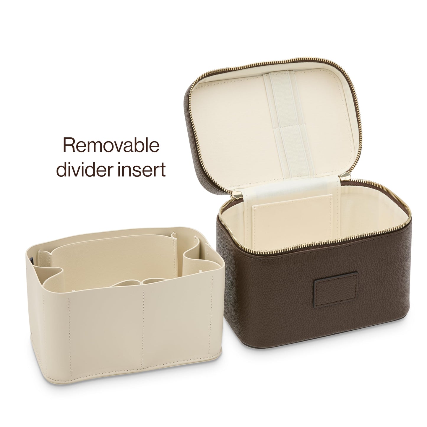 ETOILE - Mini estuche de cambiador elegante organizador de bolsa de maquillaje de viaje con divisores extraíbles, Espresso, Mini estuche de viaje cosmético