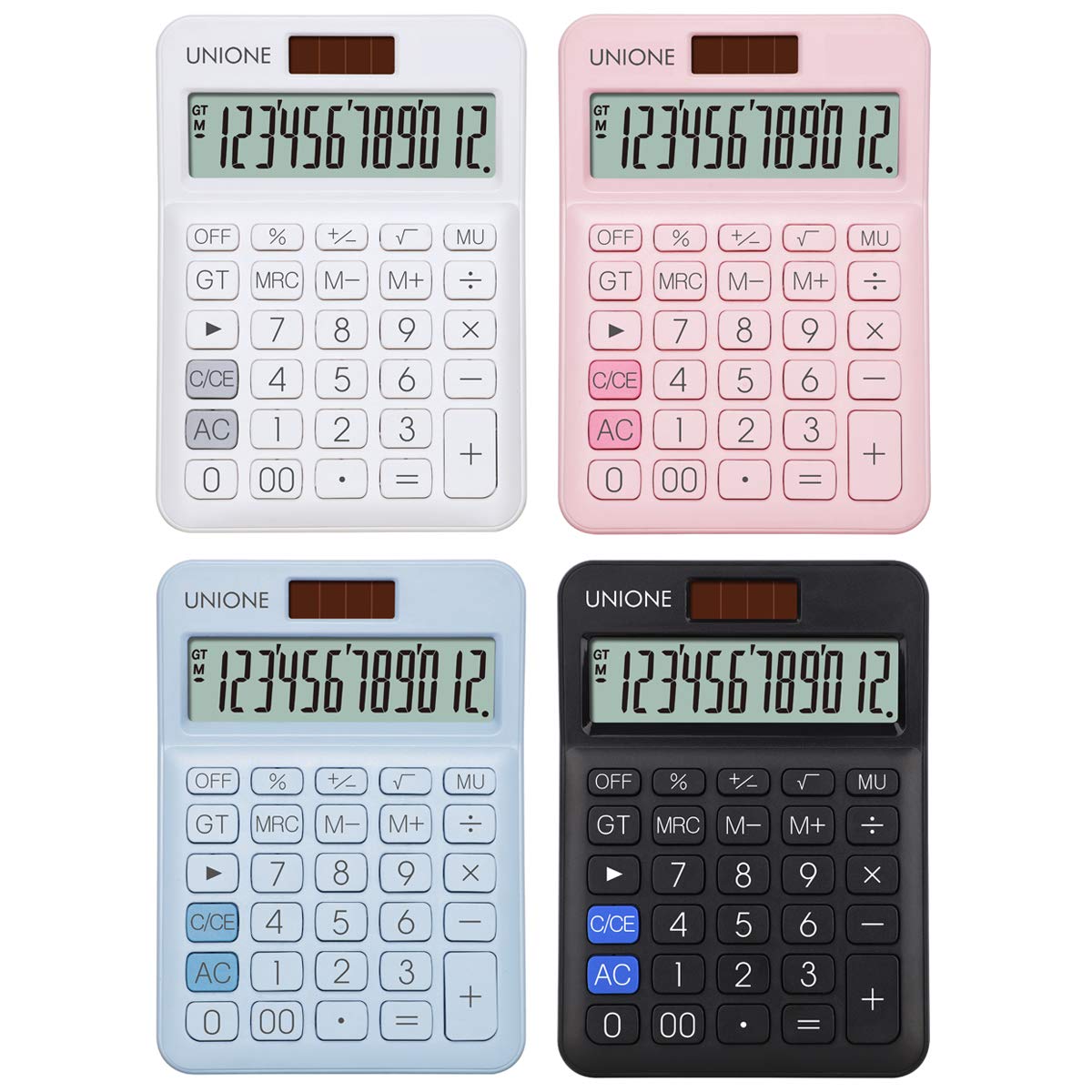 Calculadora UNIONE Azul con LCD Brillante y Doble Alimentación para Negocios, Oficina y Escuela