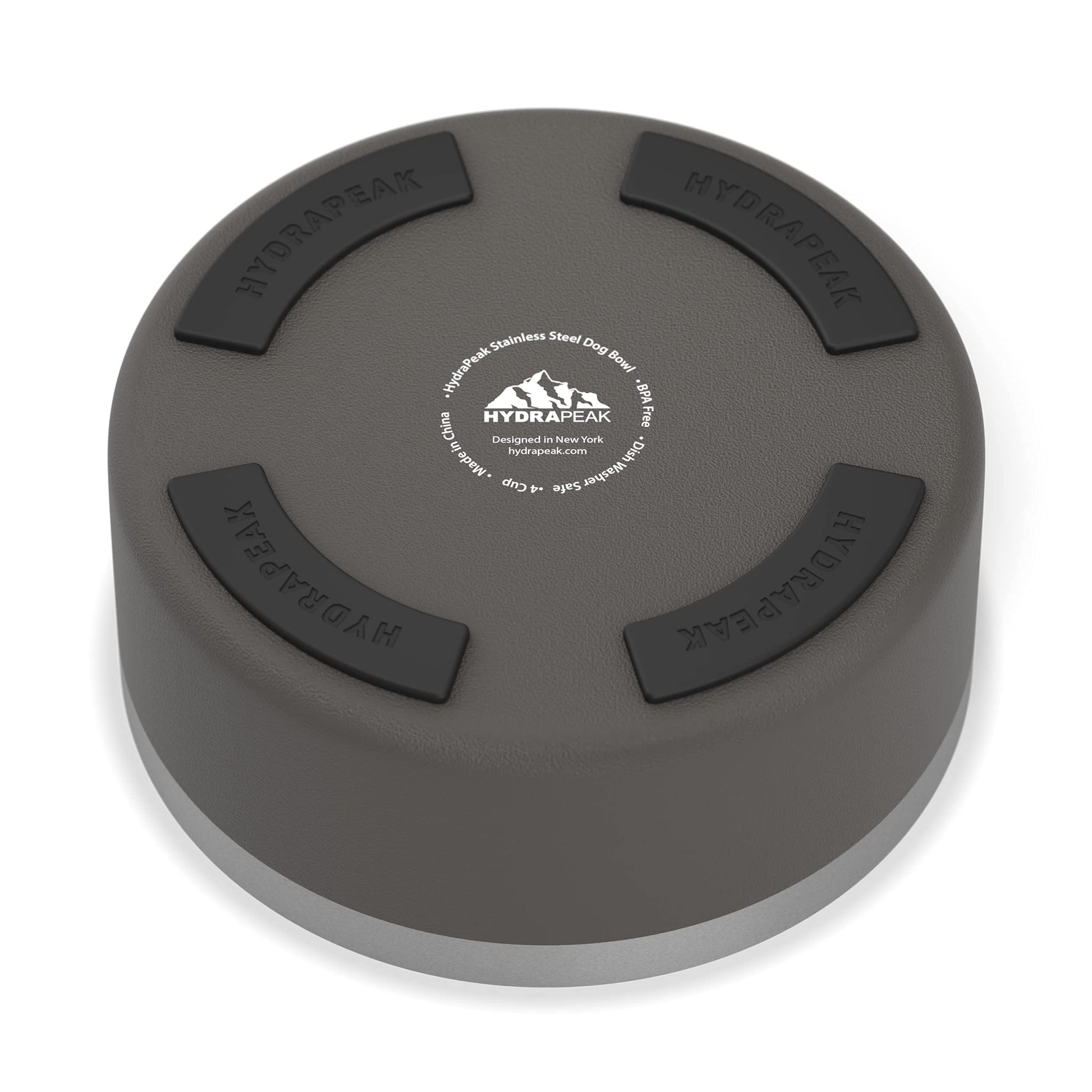 Hydrapeak Cuenco para perro, cuencos antideslizantes de acero inoxidable para agua o comida (4 tazas, grafito)