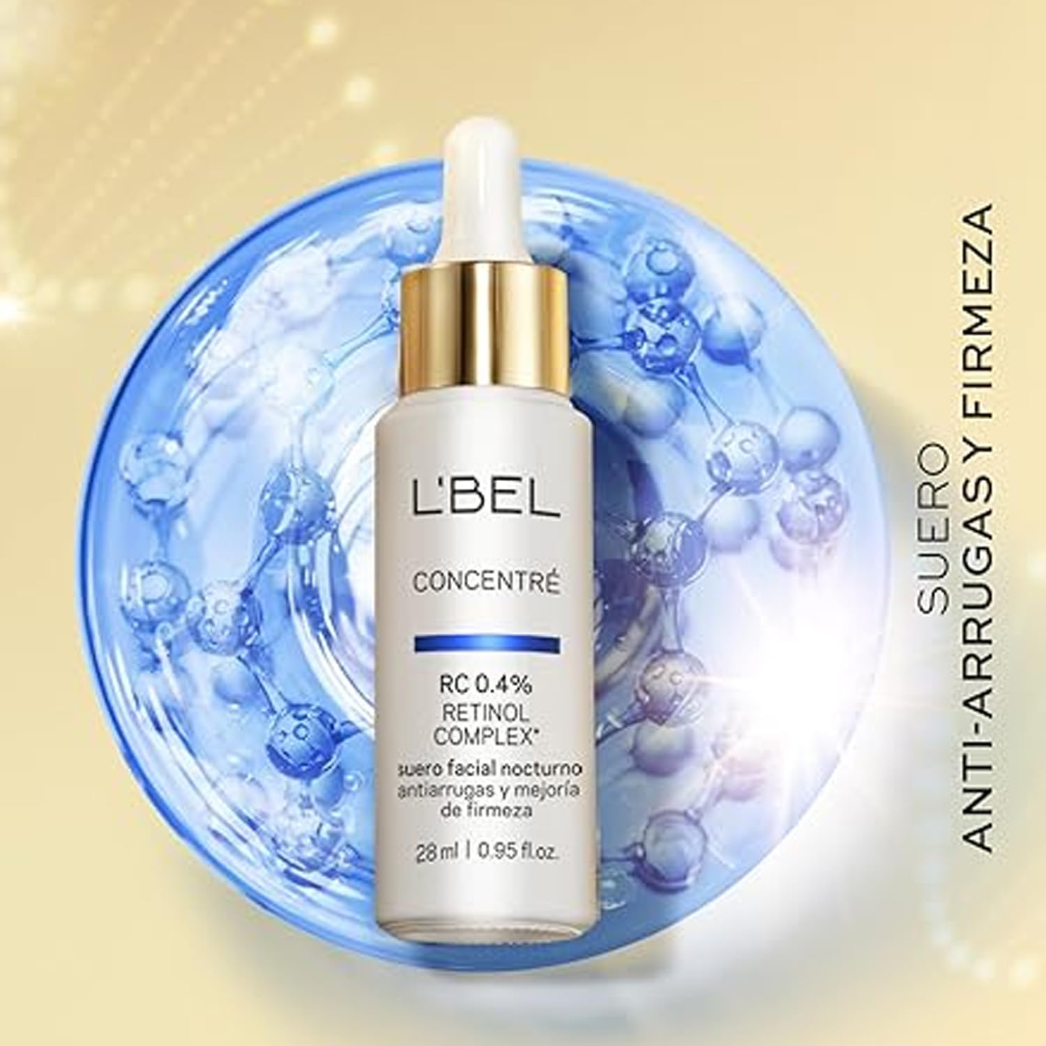 L'BEL - Concentré Sérum Facial 0,4% Complejo Retinol Complex 28 ml, para Reducir Arrugas Profundas y Mejorar Firmeza, Suero Facial Nocturno, Estimula Producción de Colágeno, Efecto Regenerador