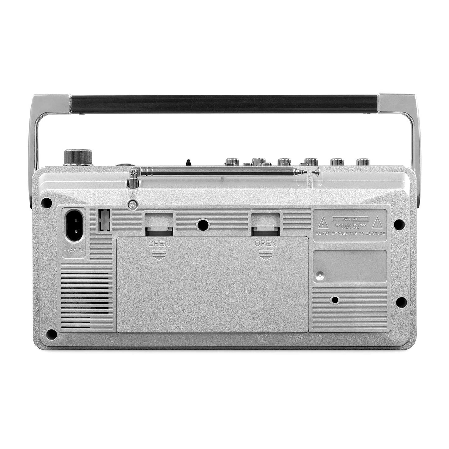 Boombox Bluetooth Victrola Plateado Mini con Radio AM/FM y Reproductor de Cassettes