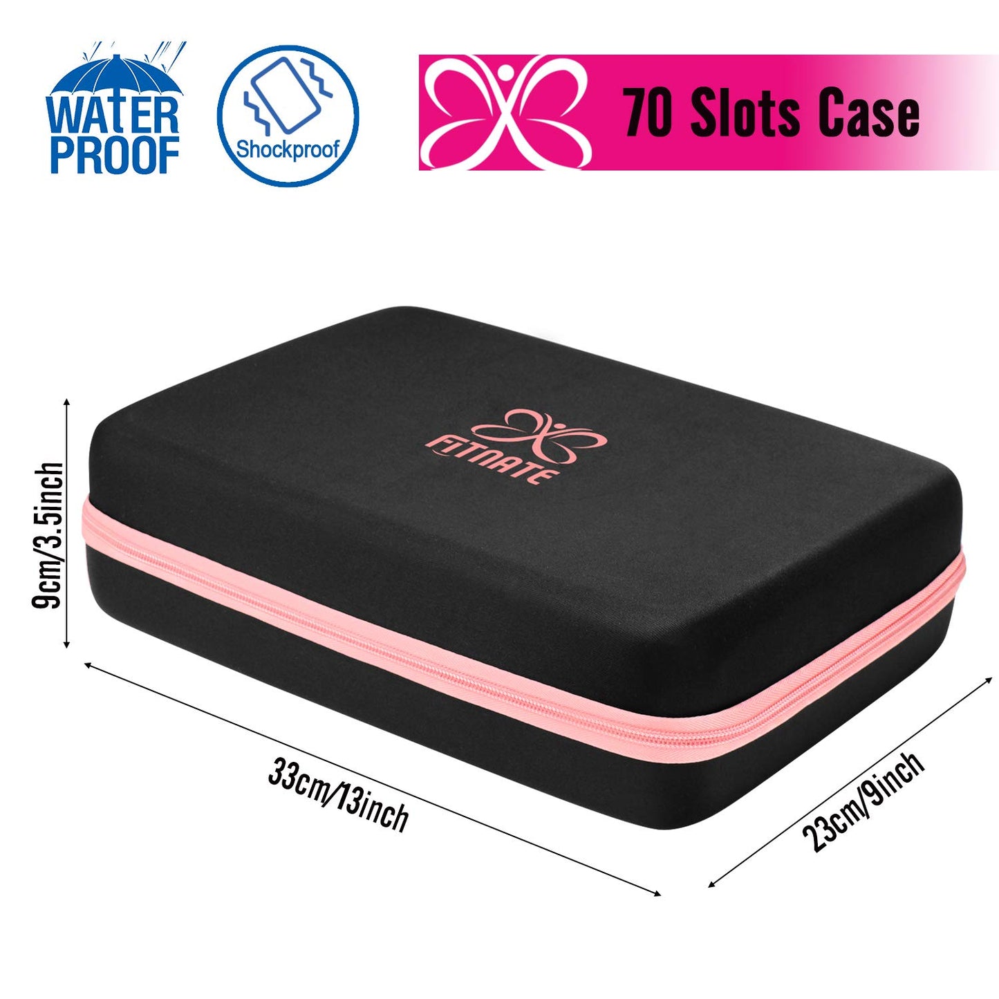 FITANTE Caja de Aceite Esencials, Almacenamiento de Aceites Esenciales, 70 Botellas EVA Concha Dura Aceite Esencial Funda de Transporte Contenedor Cajas de Almacenamiento para 5ml 10 ml 15 ml-Rosa