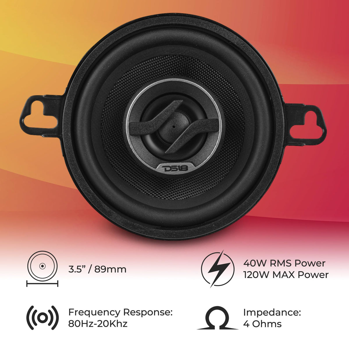 Altavoz Coaxial DS18 3.5 Pulgadas 4 Ohmios Fácil Instalación para Coche
