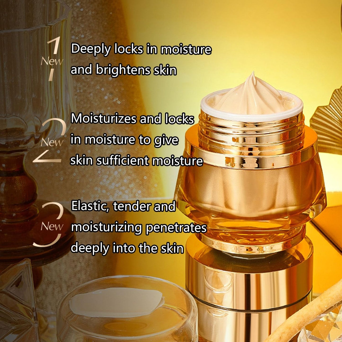 Crema De Ginseng Para La Cara, Crema Reafirmante De La Piel Para La Cara, Crema Facial De Colágeno De Ginseng, Hidratación Profunda, Crema De Ginseng Para El Cuidado De La Piel (3pcs)
