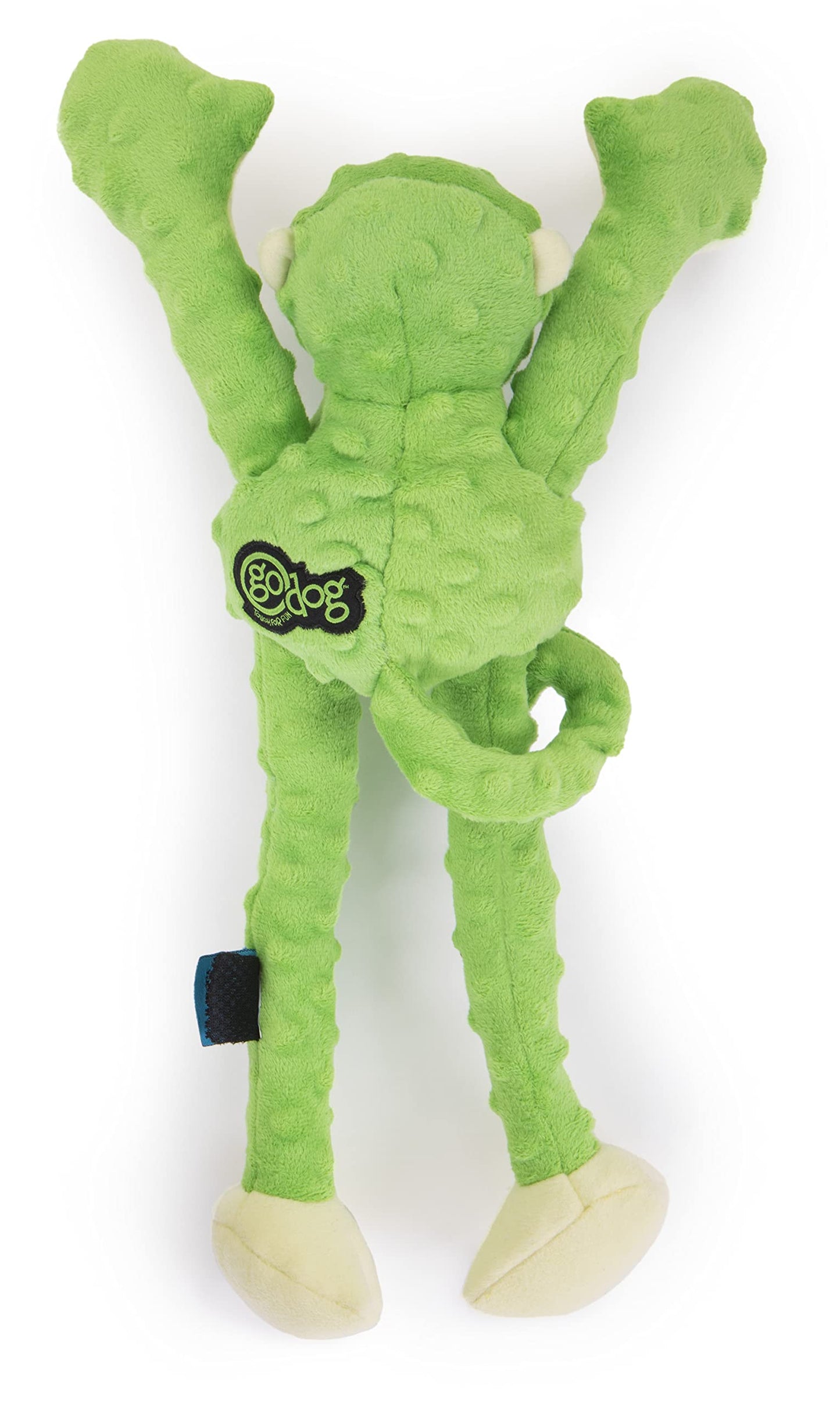 goDog Crazy Tugs Monkey - Juguete de Peluche chirriante, tecnología de protección para Masticar, Color Verde, Grande