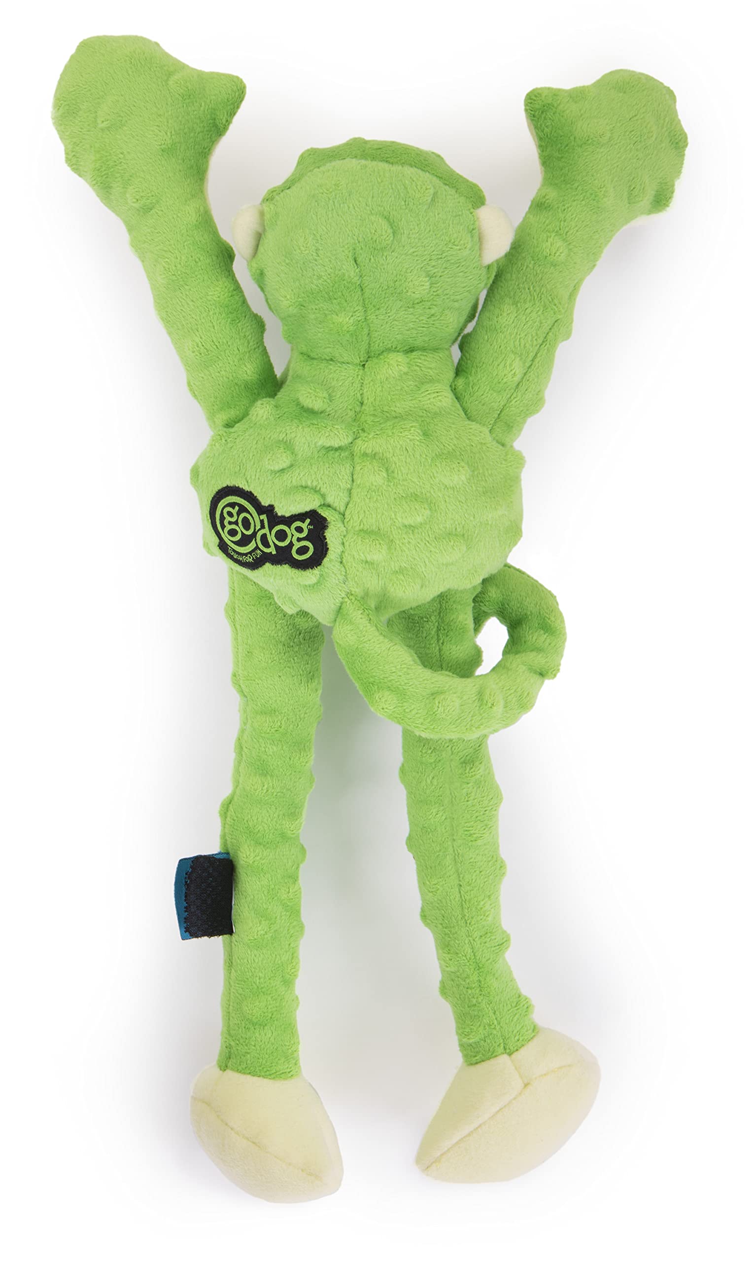 goDog Crazy Tugs Monkey - Juguete de Peluche chirriante, tecnología de protección para Masticar, Color Verde, Grande