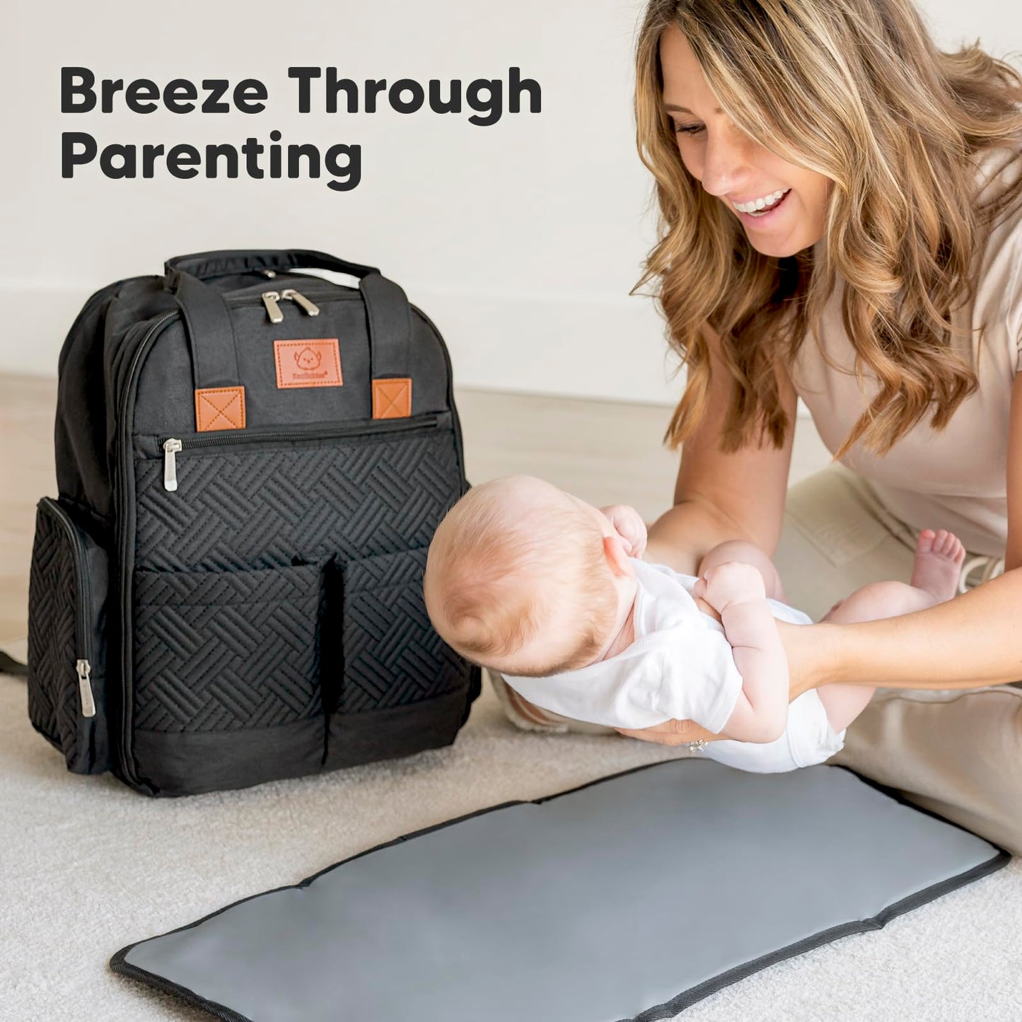 KeaBabies - Mochila para pañales para niñas, niños, mamá y papá (carbón)