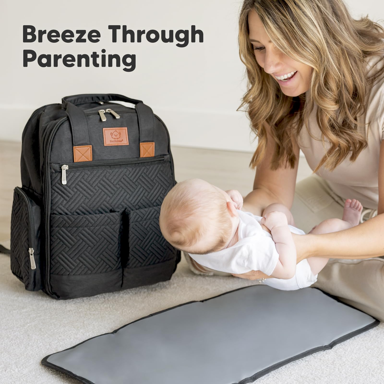 KeaBabies - Mochila para pañales para niñas, niños, mamá y papá (carbón)