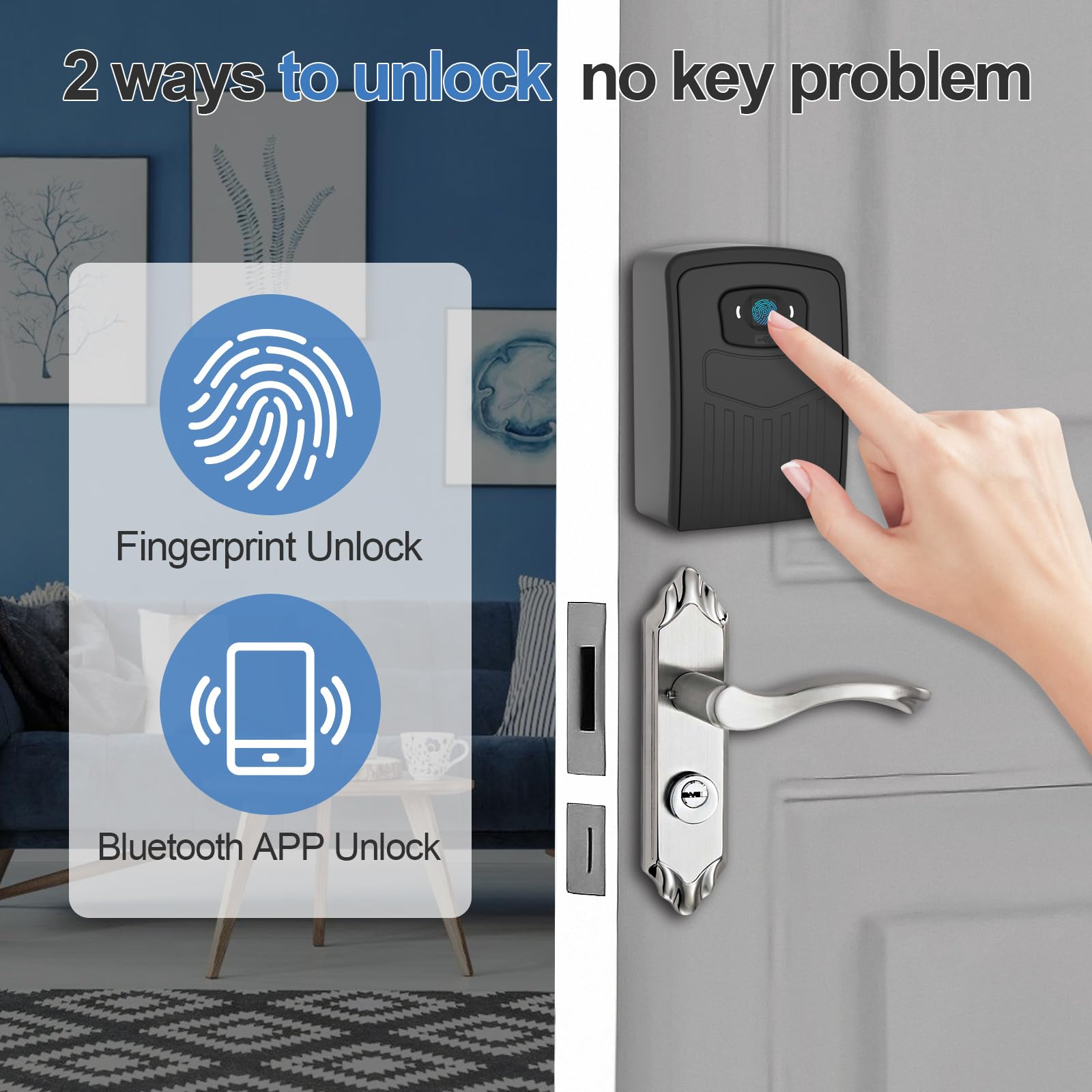 Loccess Caja de Bloqueo Inteligente con Huella Dactilar, Acceso Remoto Inalámbrico, Bluetooth, Negro