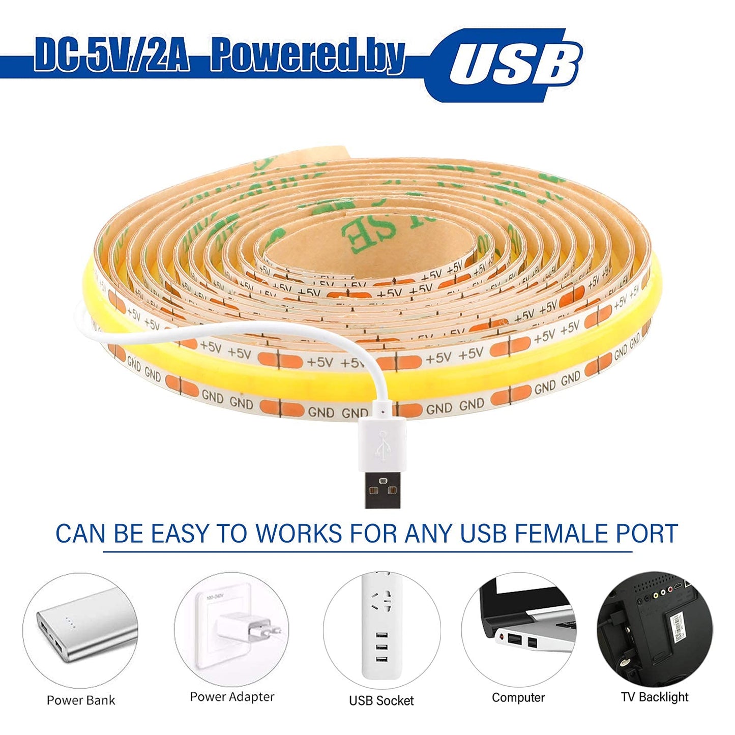 Tira de Luces LED COB USB