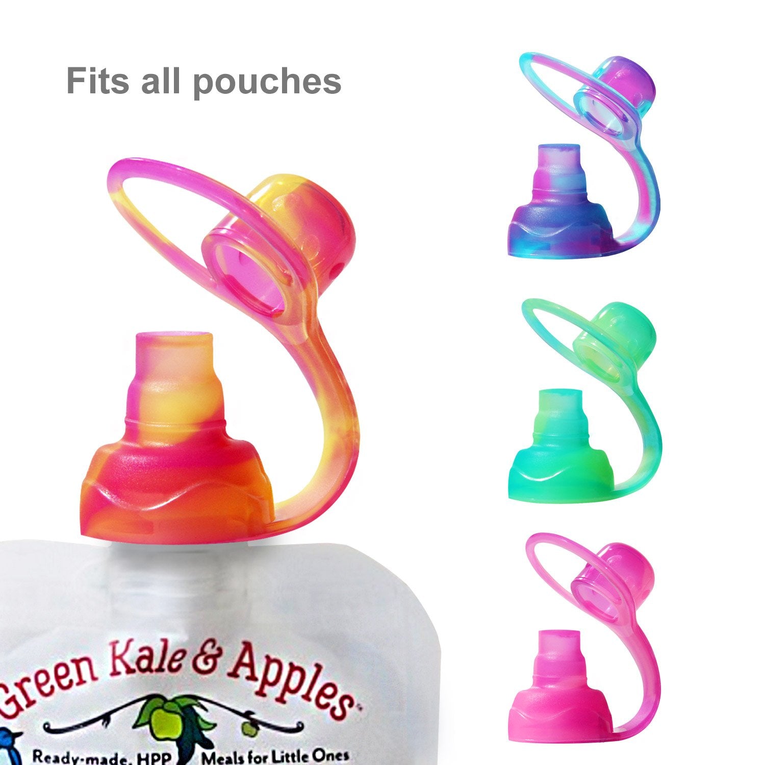 ChooMee - Juego de 4 bolsas de comida reutilizables (4 unidades, 5 oz), material suave + doble cierre, 4 tapones de válvula de cierre suave, Fresh Squad Set