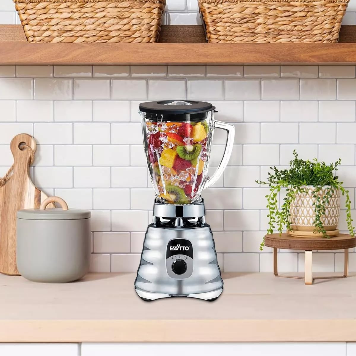 Licuadora Profesional EWTTO 700W Vidrio 4 Velocidades Multifunción