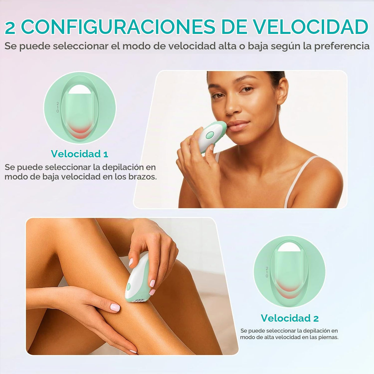 VOGOE Depiladoras Para Mujeres Con 21 Pinzas Y Luz Led, Depiladora Inalámbrica De 2 Velocidades Para Mujeres, Depiladoras Eléctricas Recargables Para Brazos Y Piernas, Verde Hr110