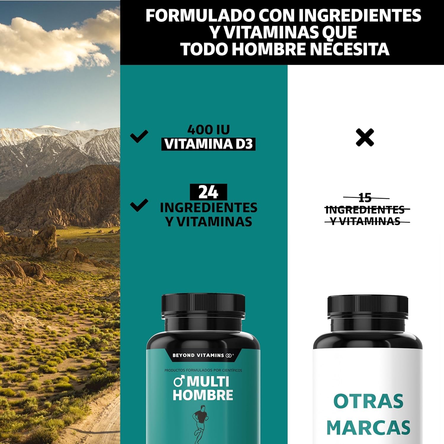 Multivitaminas para Hombre Vitaminas A B C D3 E K1 Zinc Calcio Hierro Cobre Tribulus Terrestris Jengibre 150 Cápsulas