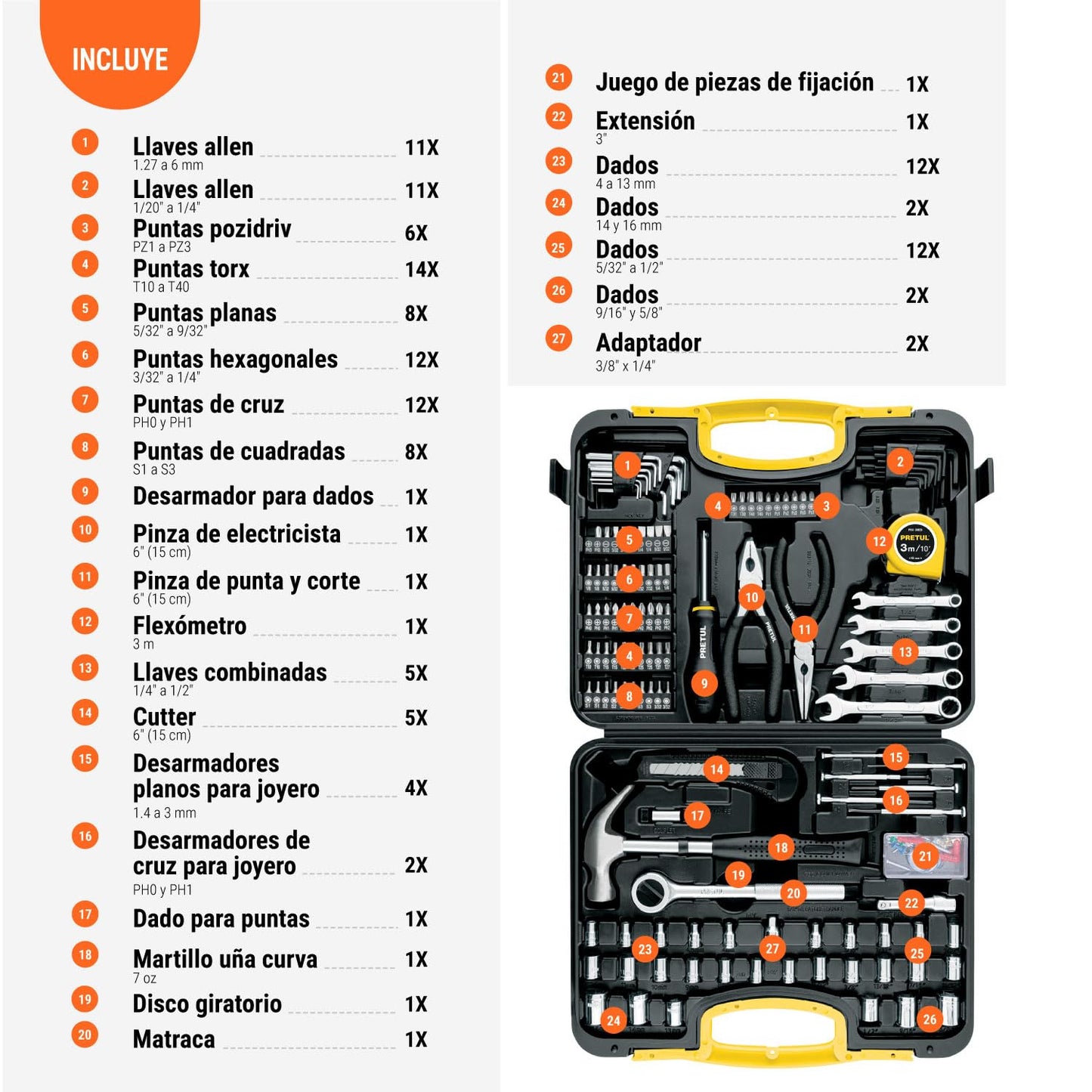 Juego de Herramientas Pretul 133 Piezas