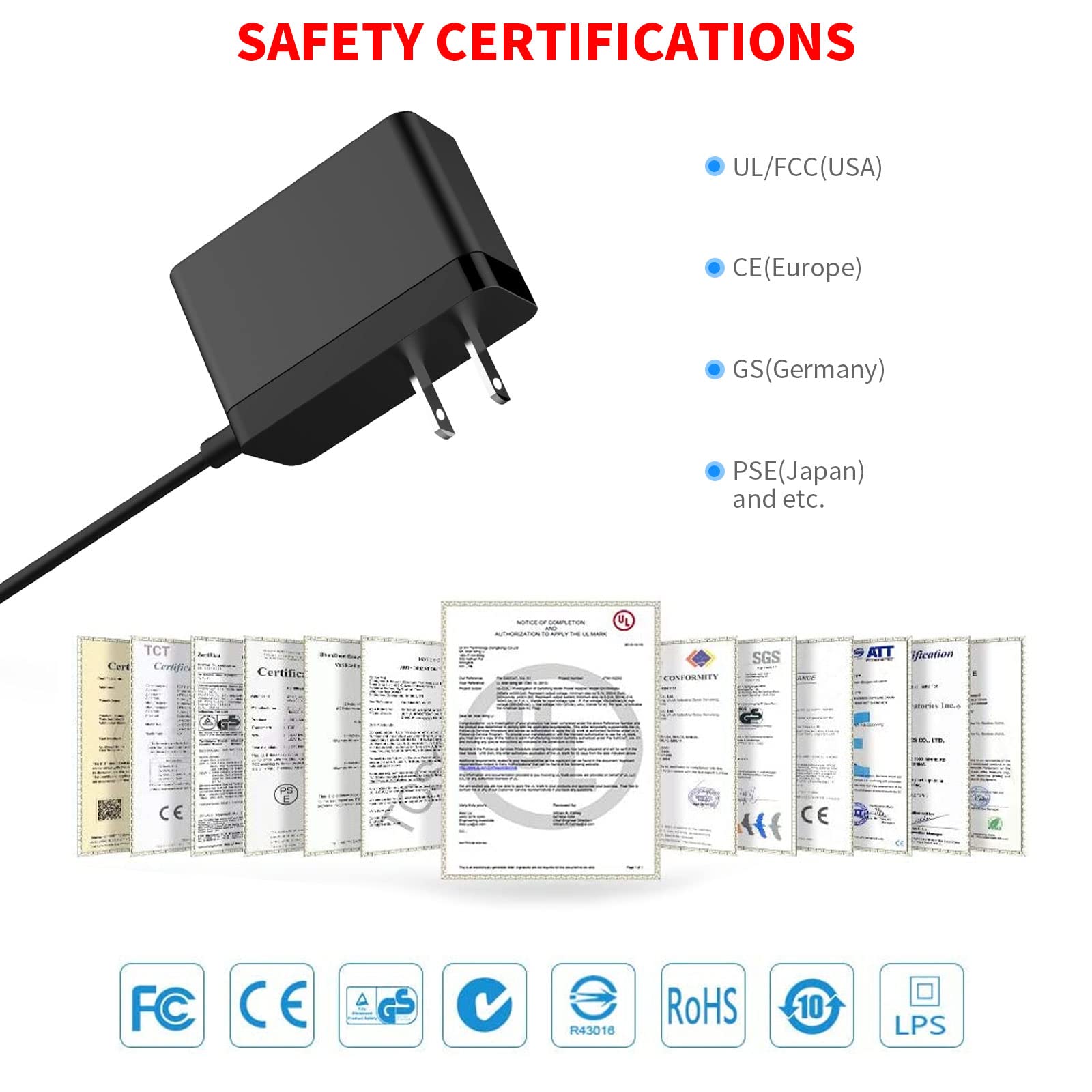 Cargador DC 6V MEROM Negro Adaptador de Corriente para AT&T Vtech Teléfono