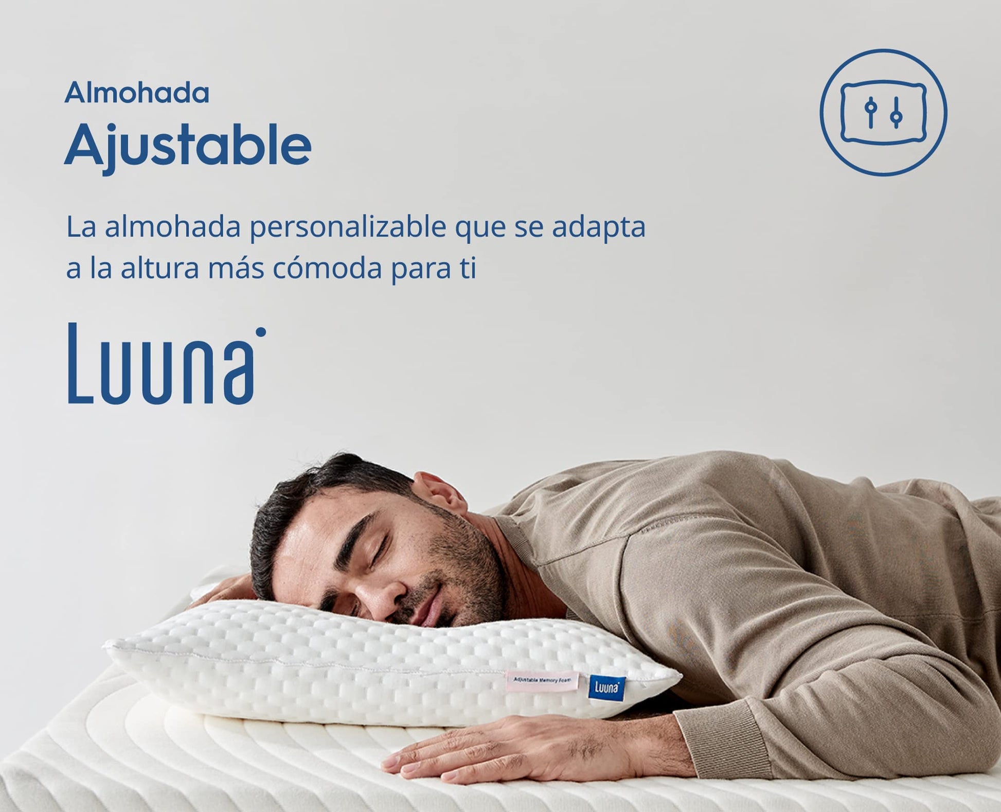 Luuna Almohada 2 Pack Estándar, Almohada Ajustable Firme, Memory Foam, Funda Lavable, Suavidad y Frescura Garantizada para tu Descanso, Paquete de 2 Almohadas