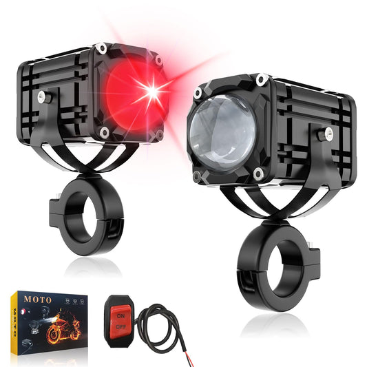 AUTOFAST 80w 6500k Faros Led Para Moto Con Lente,Luz Antiniebla Auxiliares Para Moto,Súper Brillante Luces Exploradoras Para Moto,Faros De Niebla Para Motocicleta,Focos Para Moto,2pcs