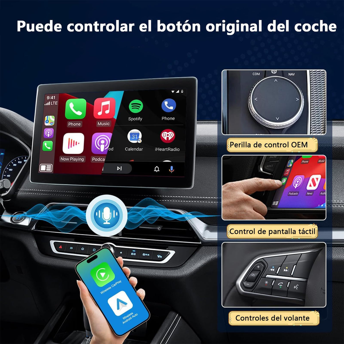 Adaptador CarPlay VDDGRER Inalámbrico Convertidor 2 en 1 para Auto Compatible con iPhone iOS 10+ y Autos 2017+