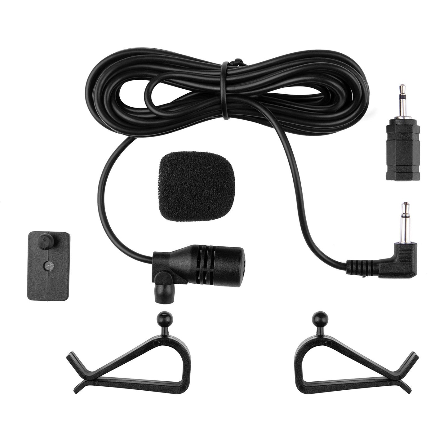Weishan - Micrófono de coche de 3,5 mm de 15 pies de repuesto para Boss JVC Sony Pioneer unidad principal de vehículo habilitada para radio estéreo CD GPS DVD con adaptador de 2,5 mm