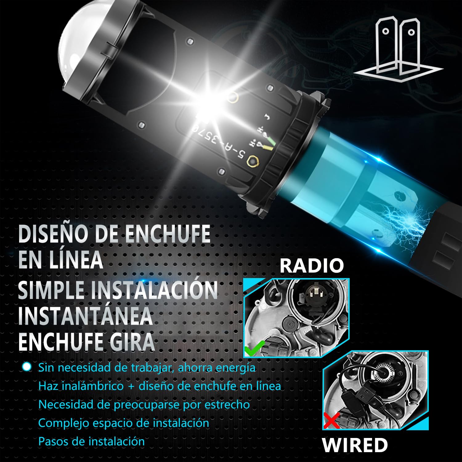 Luces Antiniebla LED para Motocicleta，Faros Led H4 Tipo Lupa Para Moto Luz Altas Y Bajas 65W 18000LM，Apto para motos, coches 1und