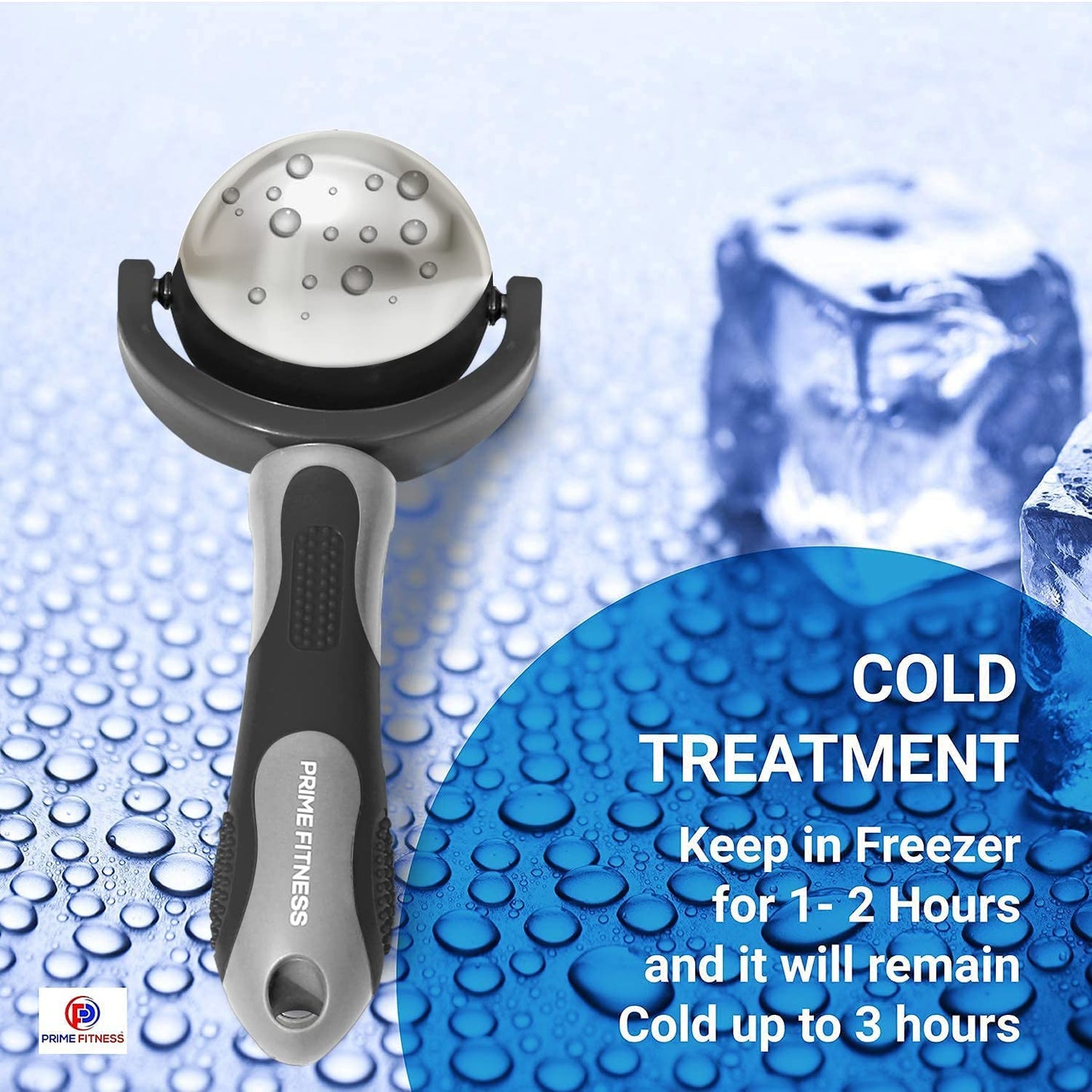 Ice Roller Ball with Handle | Cold Massage Roller Ball | Cold Therapy | Cryo Stick | Relieve Muscle Pain | Roller Stick - Black