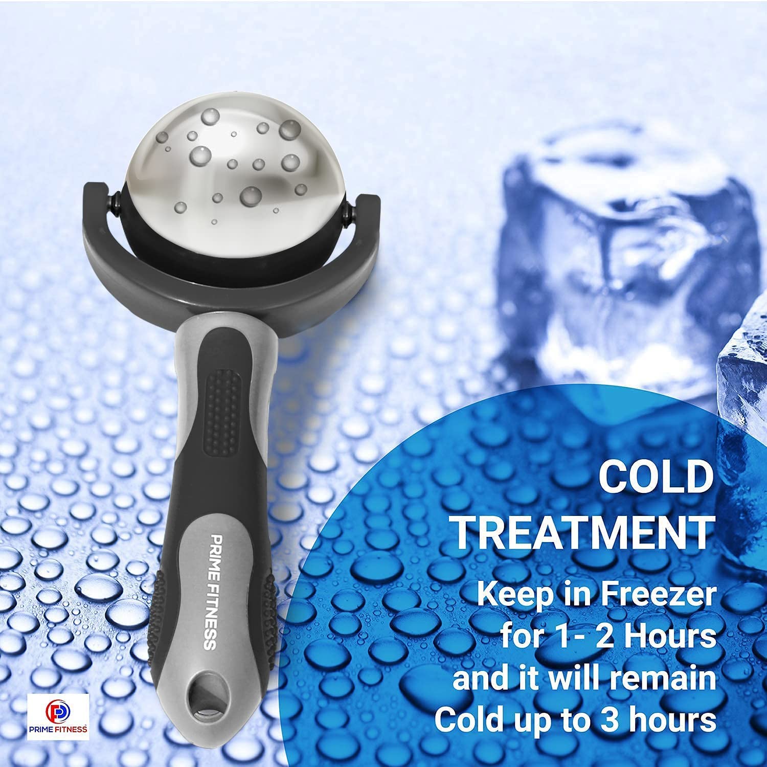 Ice Roller Ball with Handle | Cold Massage Roller Ball | Cold Therapy | Cryo Stick | Relieve Muscle Pain | Roller Stick - Black
