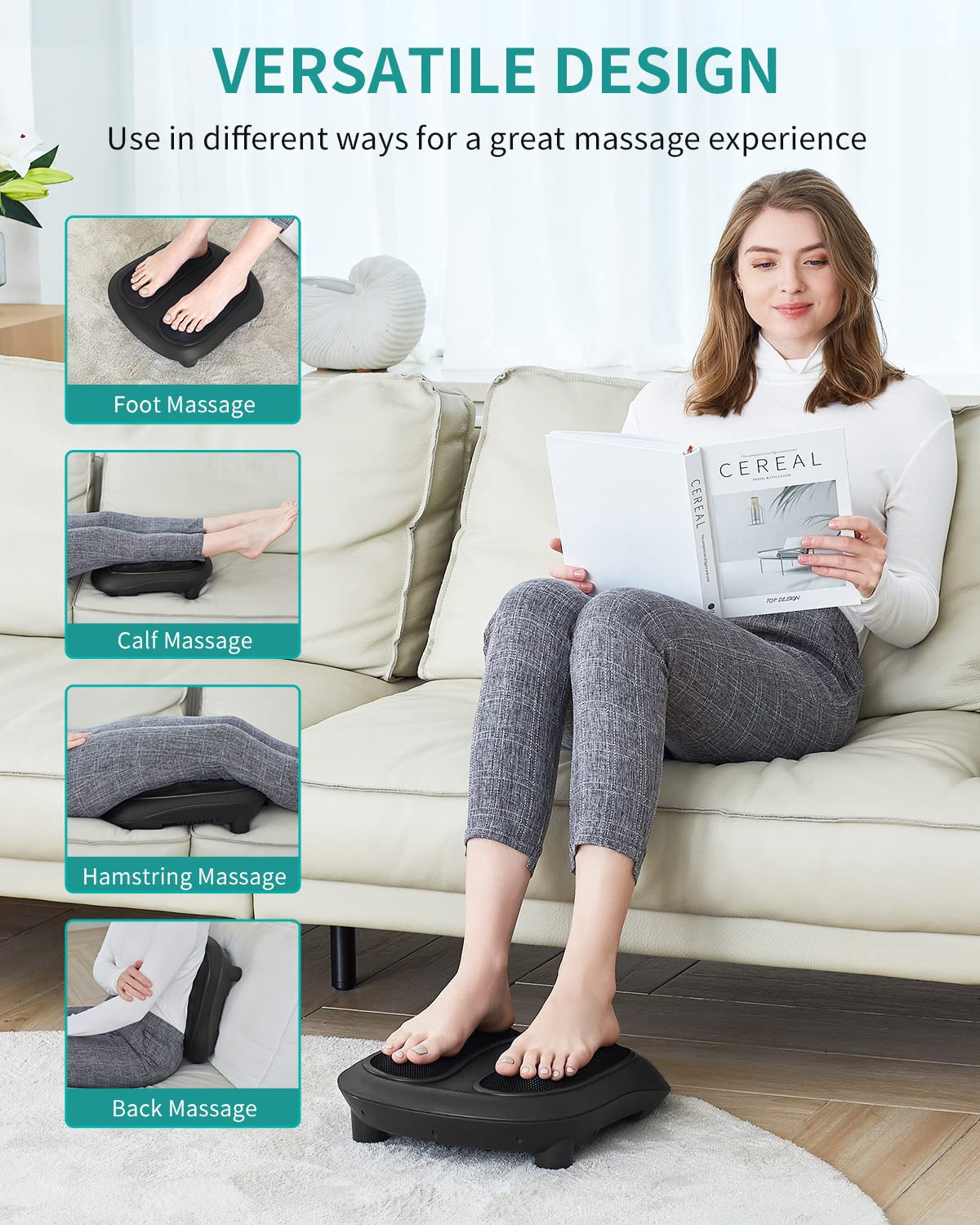 Masajeador de Pies Nekteck Negro con Calor Infrarrojo y Amasado Shiatsu Eléctrico