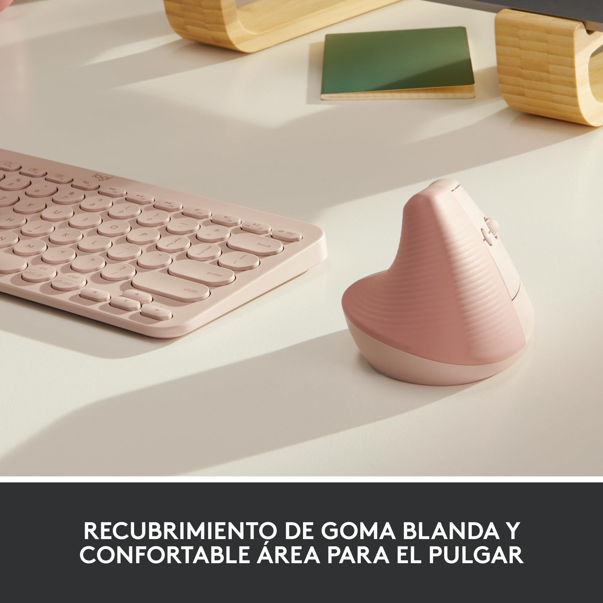 Logitech Lift Mouse Ergonómico Vertical, Inalámbrico, Bluetooth o Receptor Logi Bolt USB, clics Silenciosos, 4 Botones, Compatible con Windows/macOS/iPadOS, Laptop, PC - Rosa