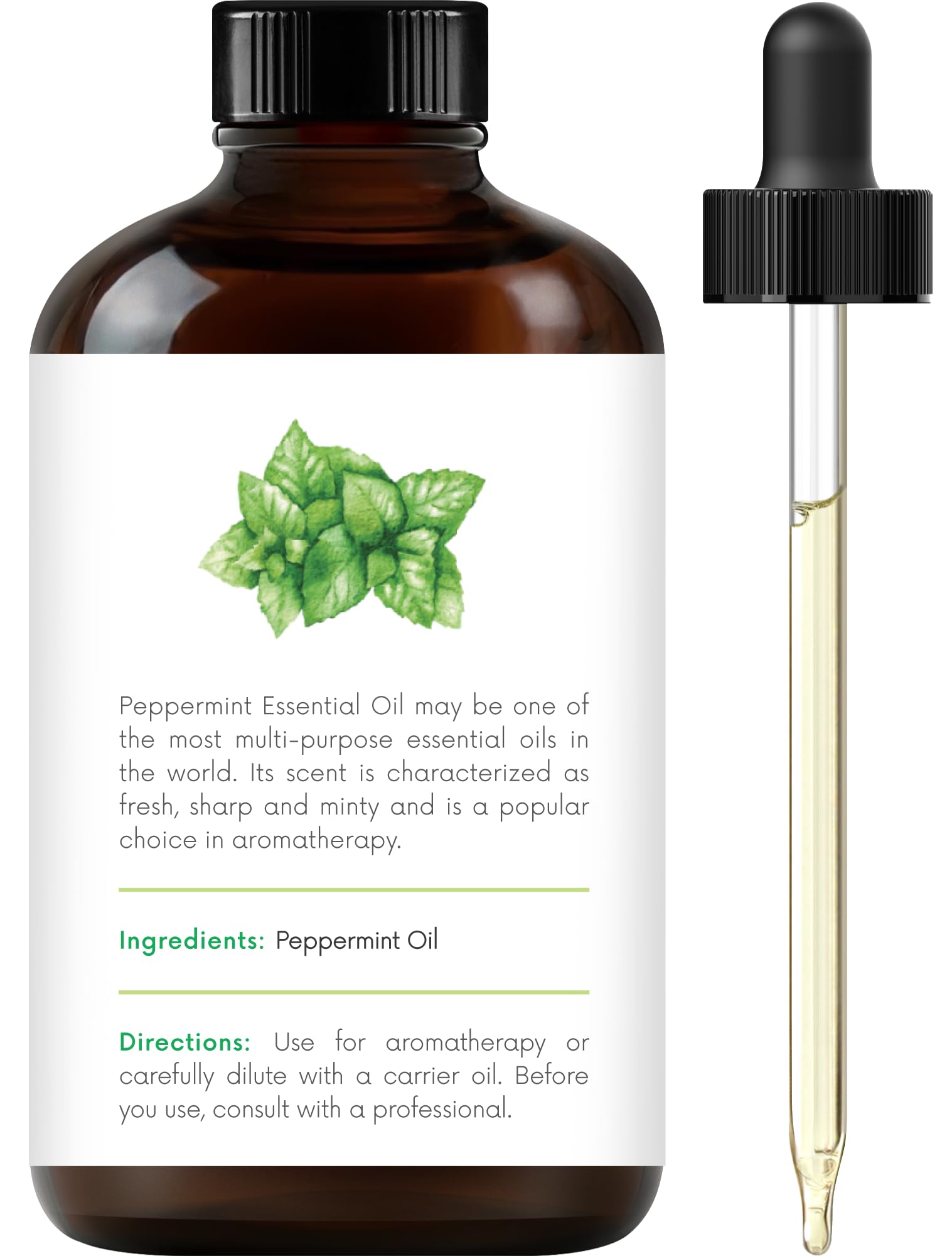 Handcraft Blends Bordative Handcraft Peppermint Essential Oil - Huge 4 OZ - 100% Pure & Natural â€“ Premium Therapeutic Grade with Premium Glass Dropper