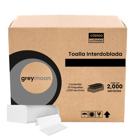 Toalla Interdoblada GREYMOON Blanca Super Absorbente de Alta Resistencia Ecológica