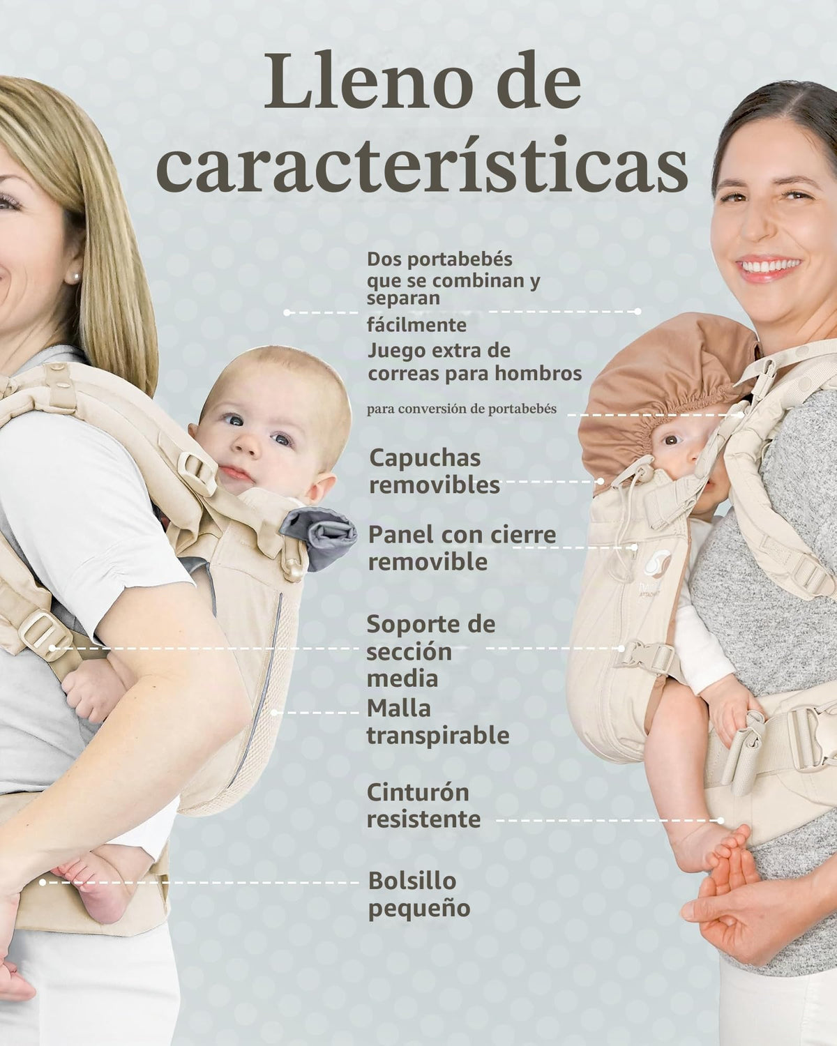 TwinGo Carrier - Modelo Air - Neutro, ideal para todas las estaciones, malla transpirable, totalmente ajustable en tándem o 2 portabebés individuales para hombres, mujer XS-XXL - Gemelos y bebés de 10