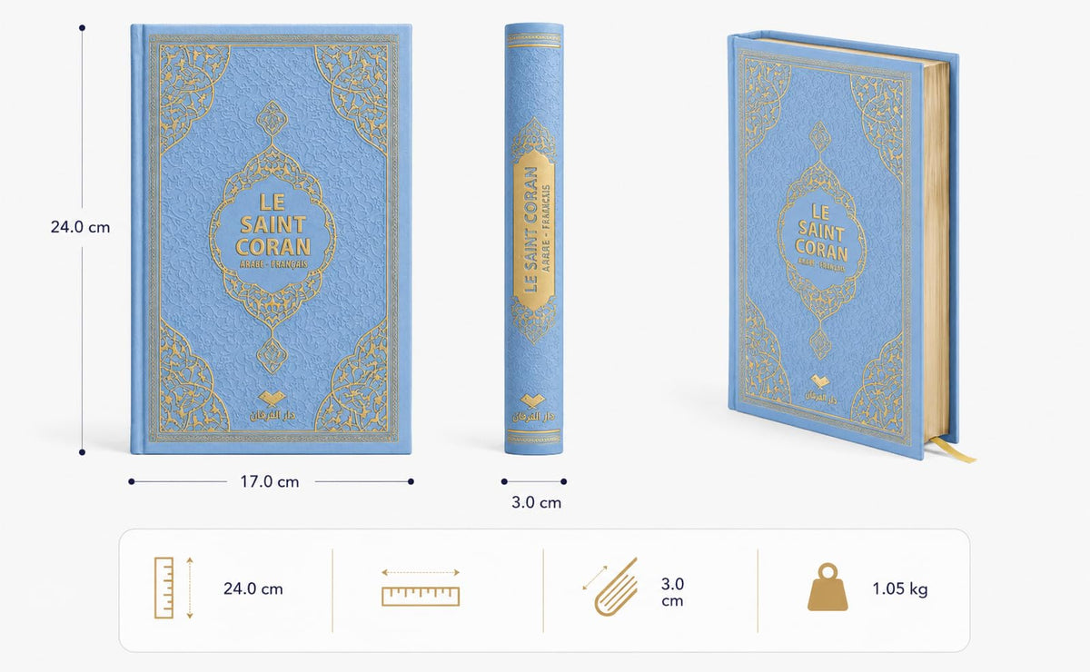 Juego de Collar de Oración en Terciopelo con Diseño de Corán Francés Traducido + Yaseen Sura + Cadena de Oración de Cristal + Perfecto Regalo Baby Shower