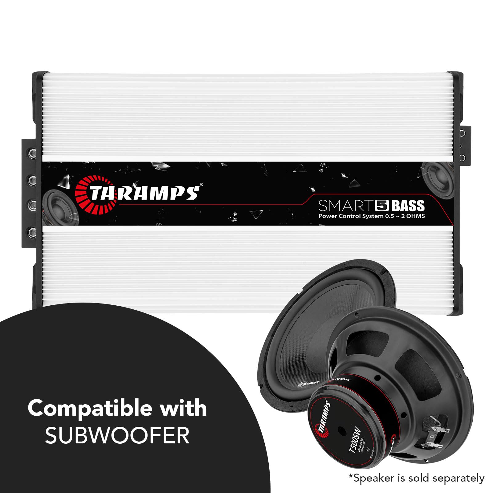 Amplificador de Graves Taramps Smart 5 Negro Multiimpedancia 5000 Vatios RMS Clase D Monobloque
