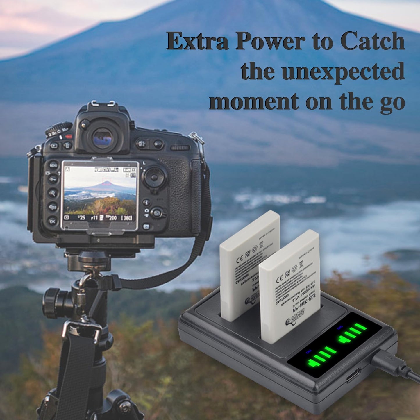 Batería Dual Pickle Power EN-EL5 y Cargador LED para Nikon CoolPix Negra Cámara