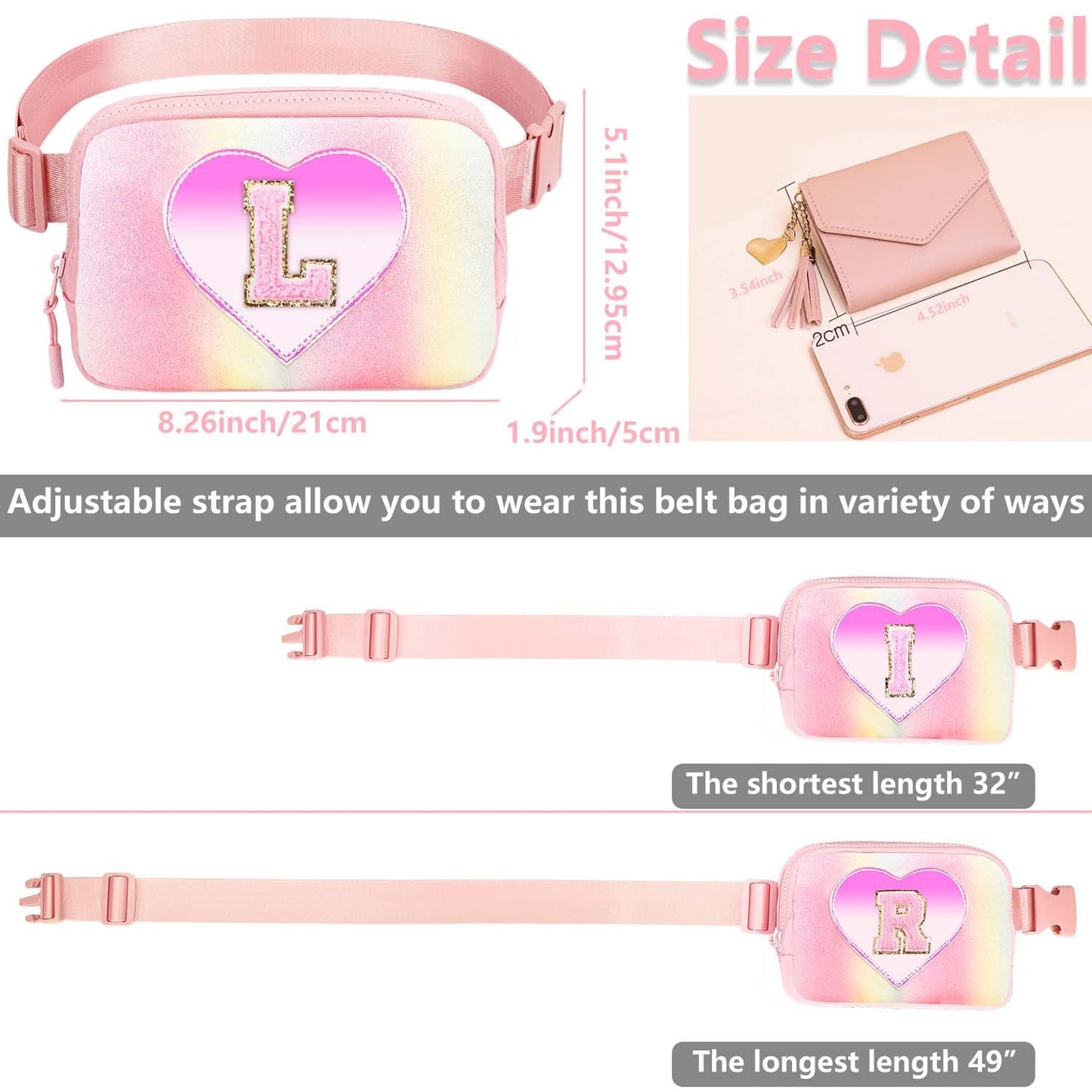 Kejea Riñonera Cruzada para Niñas y Mujeres, 8 a 12 Años, Rosa (Glitter Pink), B Taza