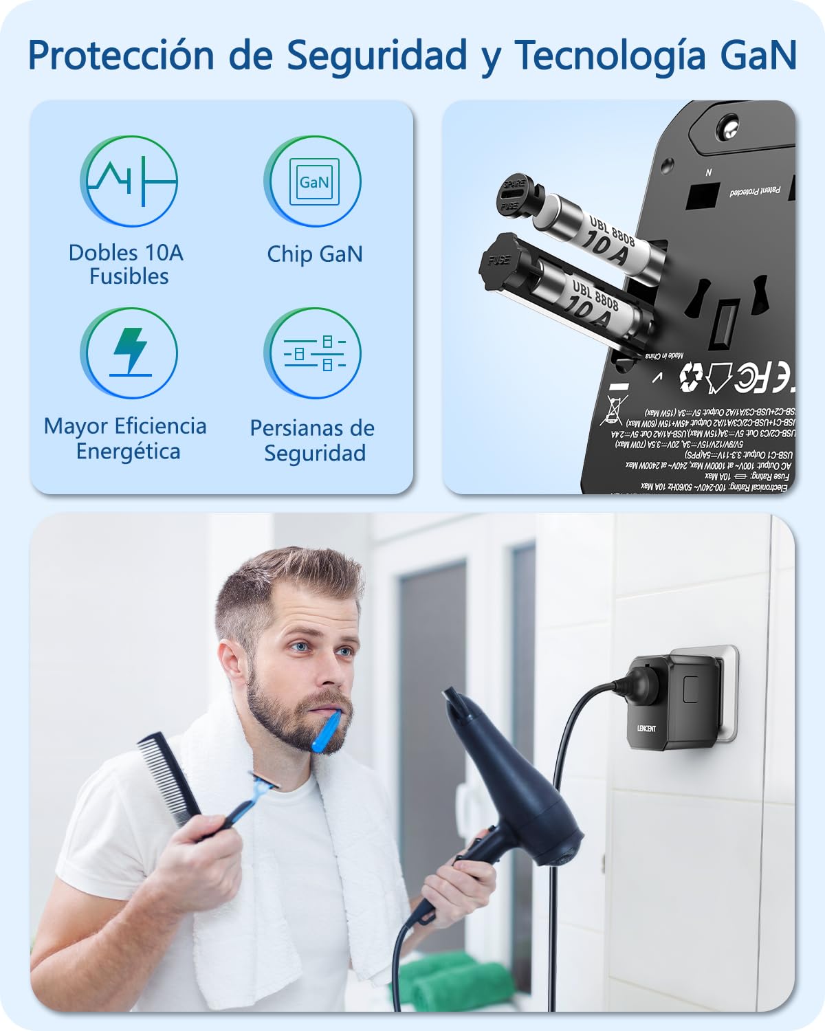 Adaptador Universal de Viaje LENCENT 70W Internacional