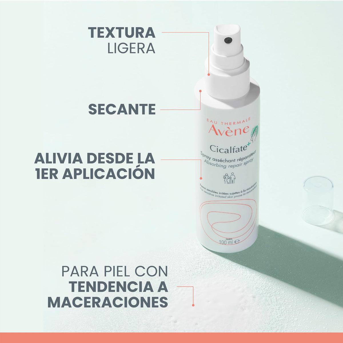 AVENE, Cicalfate+ Spray Secante Reparador, Para Piel Sensible, 100ml