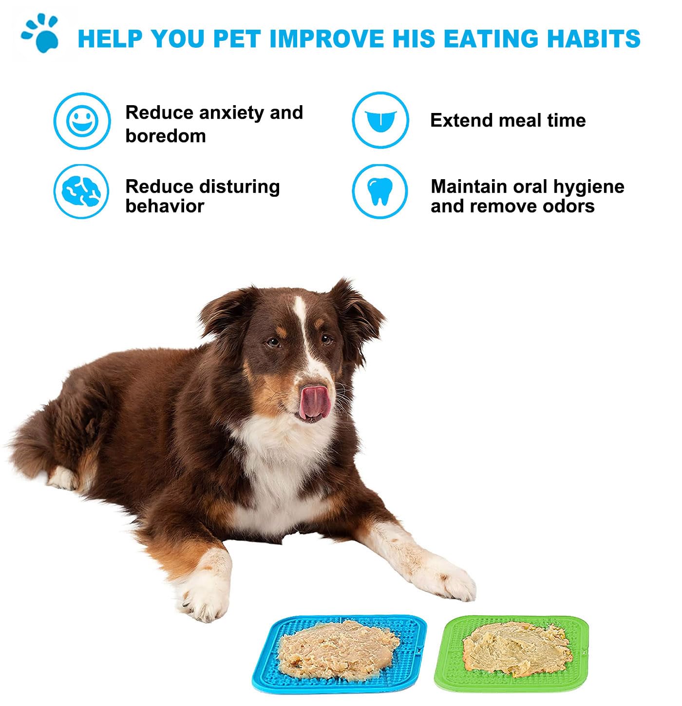 Lesipee - Tapete para lamer perros y gatos, paquete de 2 unidades, alimentador lento, para aliviar la ansiedad, juguetes para perros, tapete de alimentación para mantequilla, yogur y cacahuete, suministros para mascotas, tapete de entrenamiento para bañar